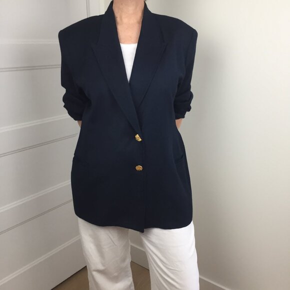 90's 2 Gold Button Blazer Jacket - Navy - Picture 2 of 10
